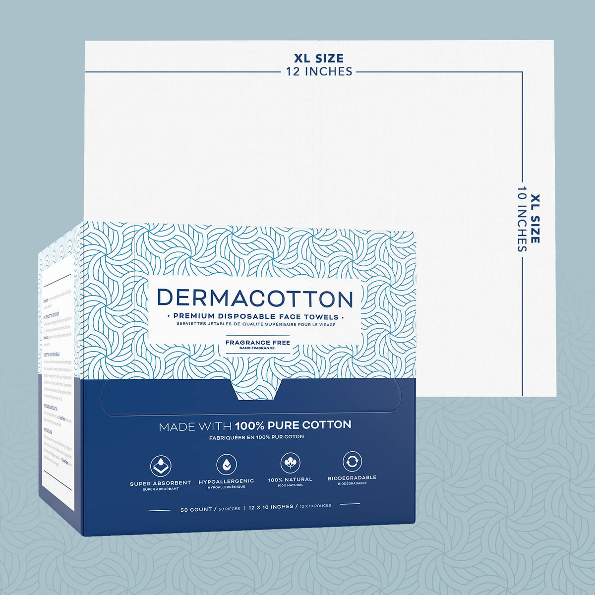 DERMACOTTON towel removing makeup showing effective cleaning without harsh rubbing