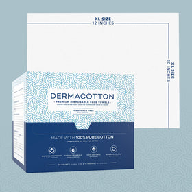 DERMACOTTON towel removing makeup showing effective cleaning without harsh rubbing