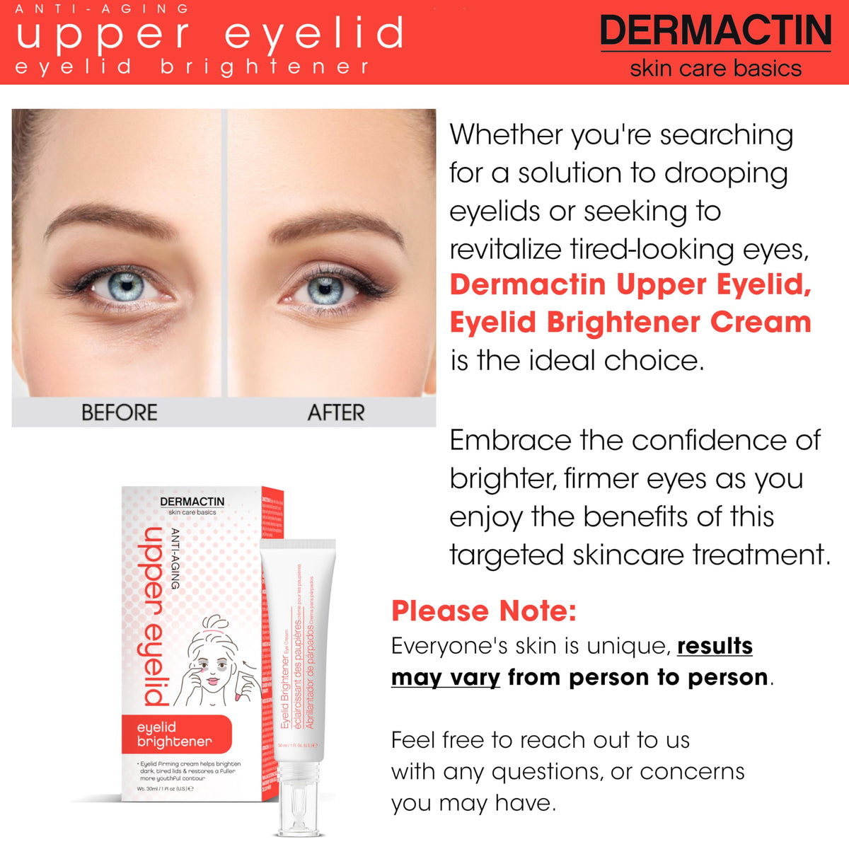 Dermactin cream on fingertip ready for precise upper eyelid use