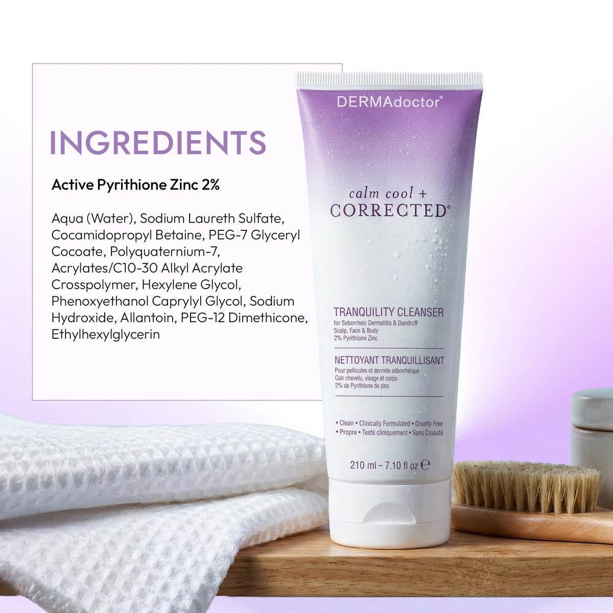 DERMAdoctor bottle styled in bathroom to simplify multi-area routine