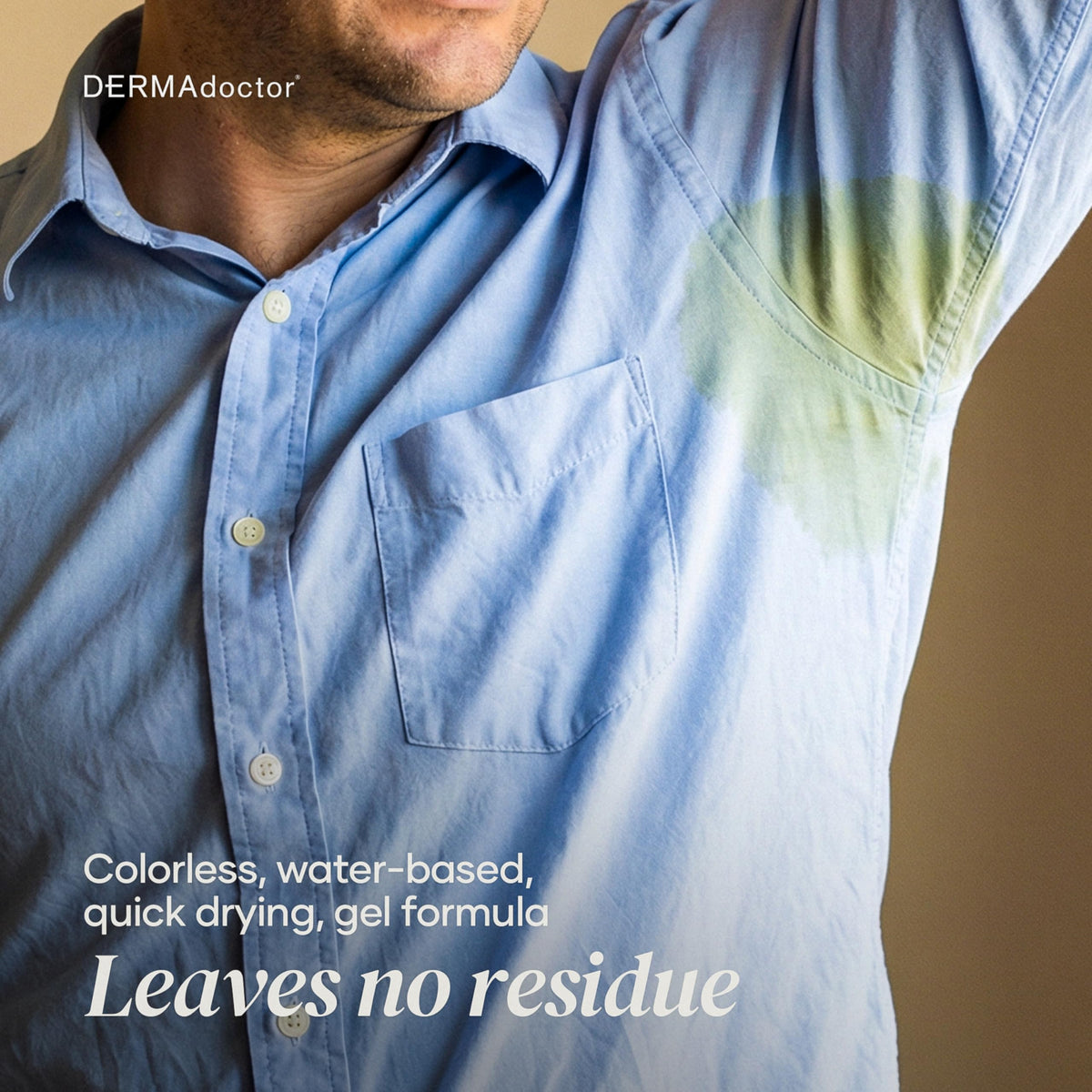 DERMAdoctor clear gel on fabric showing no visible residue benefit