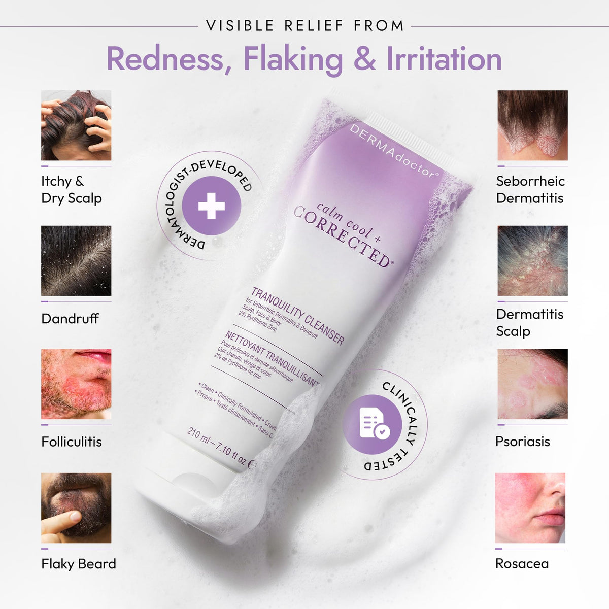 DERMAdoctor held in hand to show 7.1 fl oz size and portability benefit