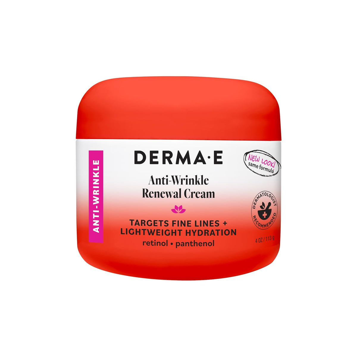 Derma E jar front view showing label and 4 oz size, highlights clean vegan formula