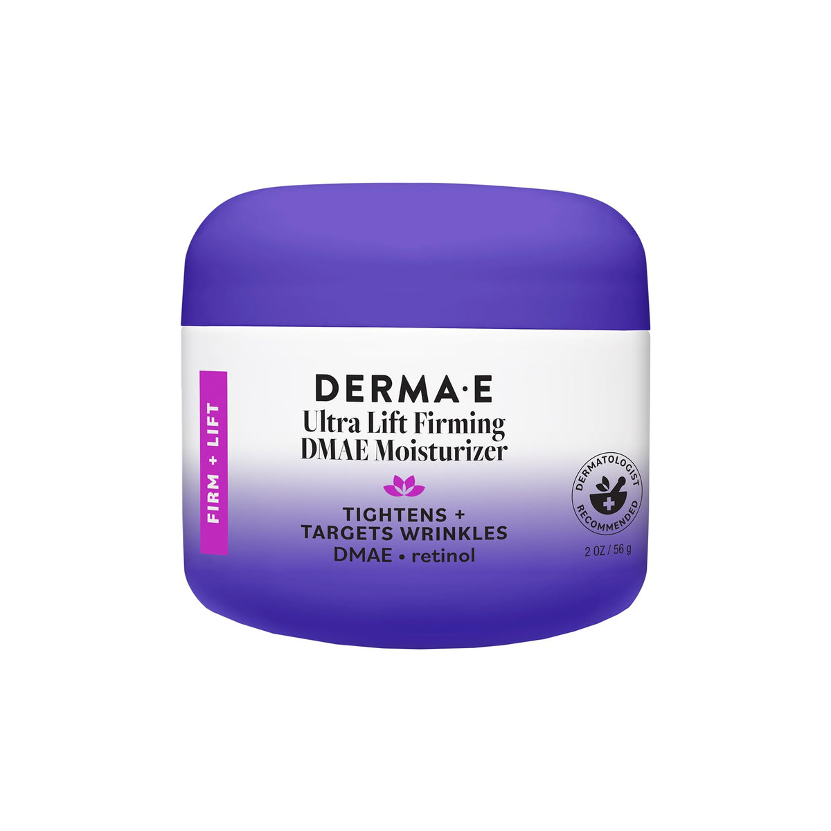 Derma E jar front view showing label and clean packaging benefits