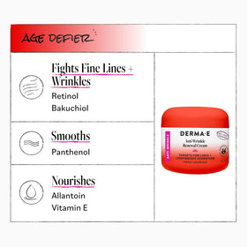 Derma E ingredients label detail showing vitamin A and antioxidant components