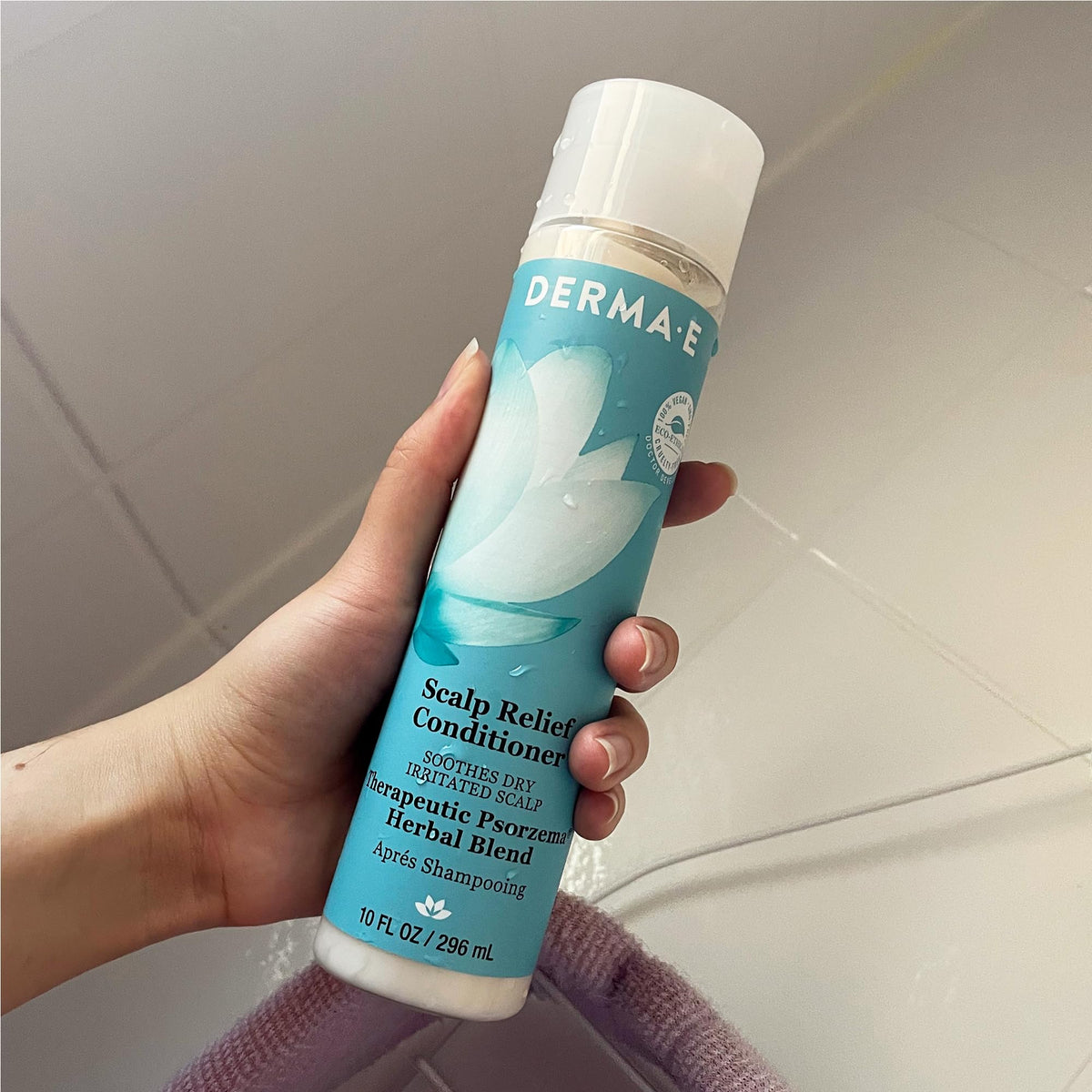 Derma E before and after on color-treated hair improving manageability