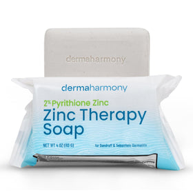 Dermaharmony front packaging showing 4 oz medicated zinc soap benefits