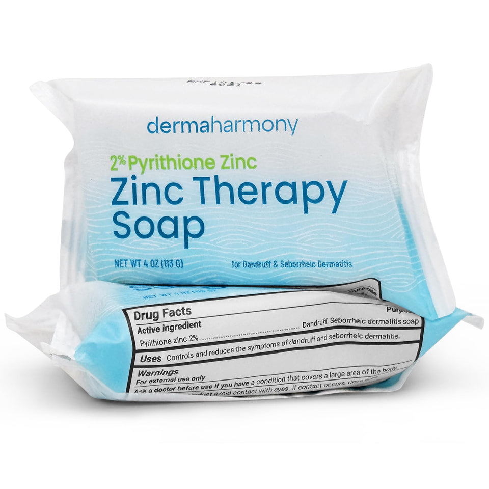 Dermaharmony front packaging showing two 4 oz bars and clear labeling, soothing effect