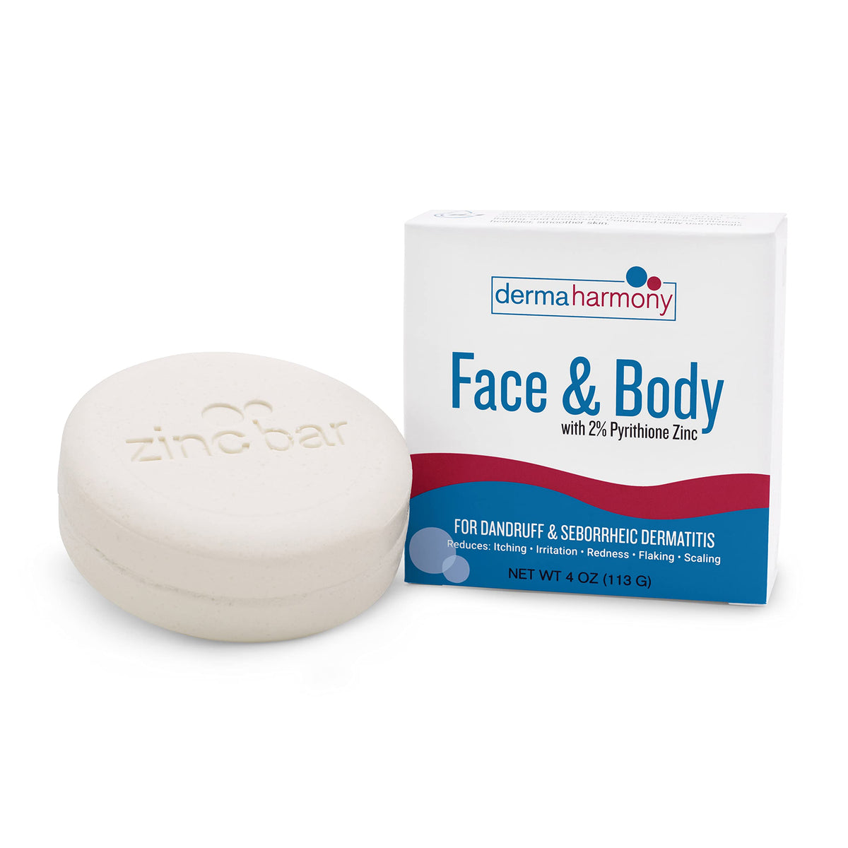 Dermaharmony front packaging showing label and 4 oz bar for clear identification and benefit
