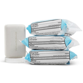 Dermaharmony front packaging showing three 4 oz bars and clear labeling benefit