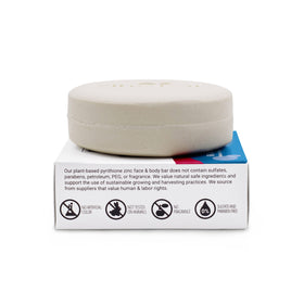 Dermaharmony bar on bathroom sink styling showing unscented, everyday cleansing use
