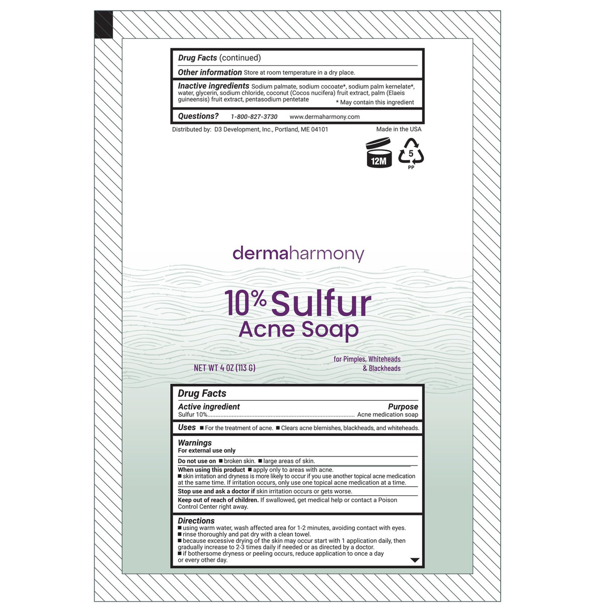Dermaharmony individually packaged bars stacked conveying freshness and storage benefit