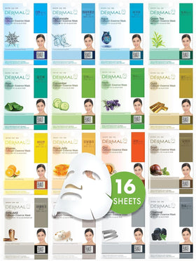 DERMAL front packaging showing 16 mask boxes and brand clarity