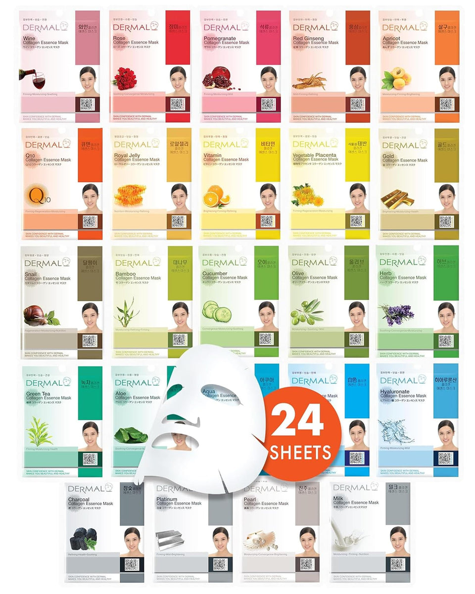 DERMAL front packaging showing 24-mask combo for daily hydration