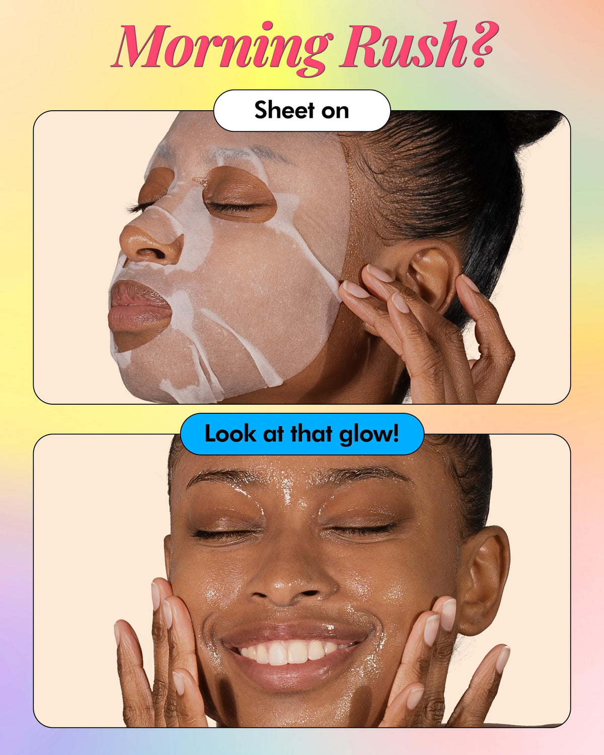 DERMAL mask held next to a hand to show size and coverage for full-face benefit