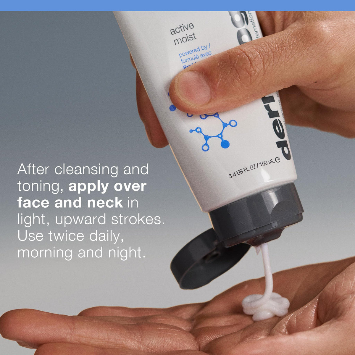 Dermalogica Active Moist cream on hand demonstrating quick absorption and non-greasy finish