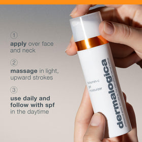 Dermalogica product beside ruler showing 1.7 fl oz size for scale