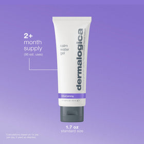 Dermalogica Calm Water Gel applied to face close-up showing calming skin finish