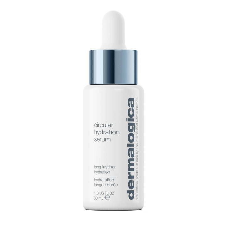 Dermalogica front packaging showing serum bottle and brand, conveys trusted hydration