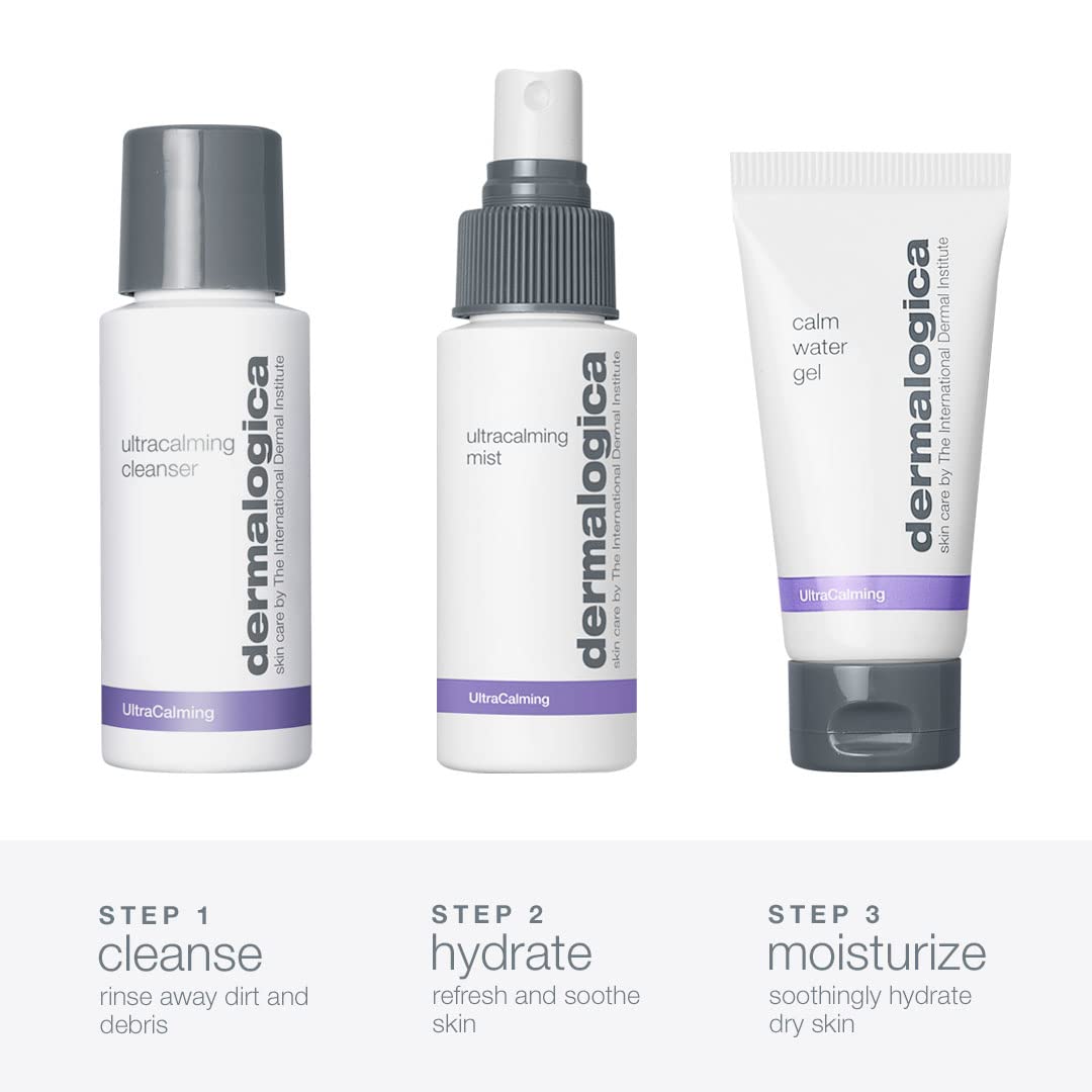 Dermalogica UltraCalming Cleanser close-up tube, gentle cleansing benefit visible