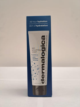 Dermalogica cream applied on cheek showing hydrated, dewy skin appearance benefit