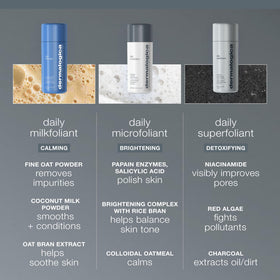 Dermalogica step-by-step use scene showing mixing, application, and rinsing benefits