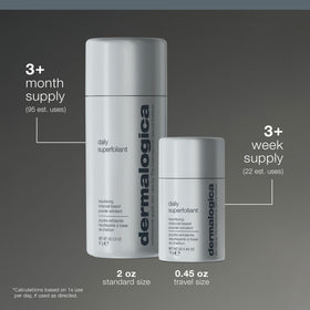 Dermalogica jar beside a coin for size comparison and portability benefit