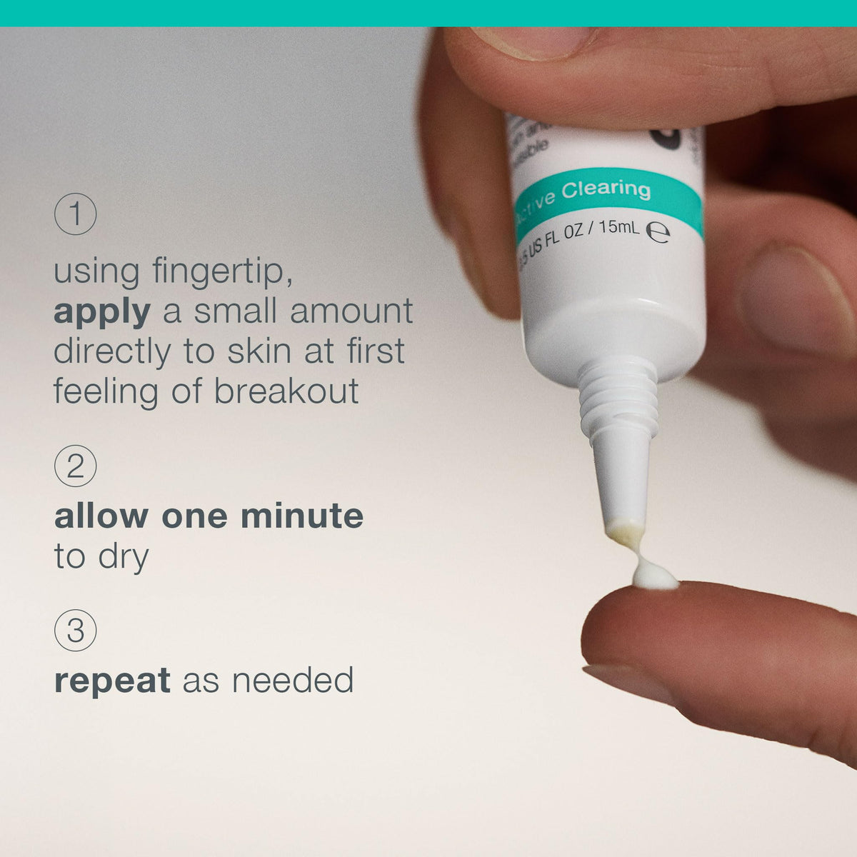 Dermalogica tube held next to fingers to show 0.5 fl oz size, travel-friendly benefit