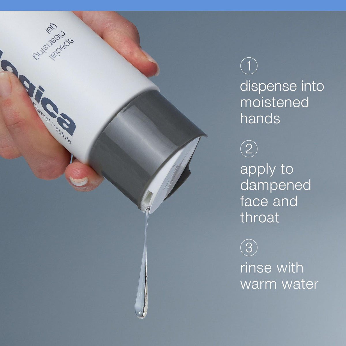 Dermalogica refill being poured into dispenser for reduced waste