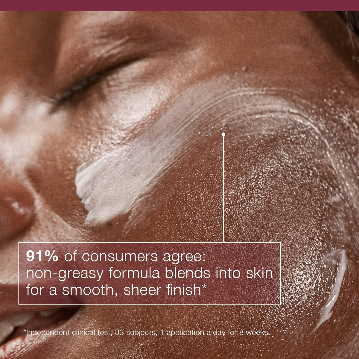 Dermalogica applied on model cheek for even coverage and natural-looking protection