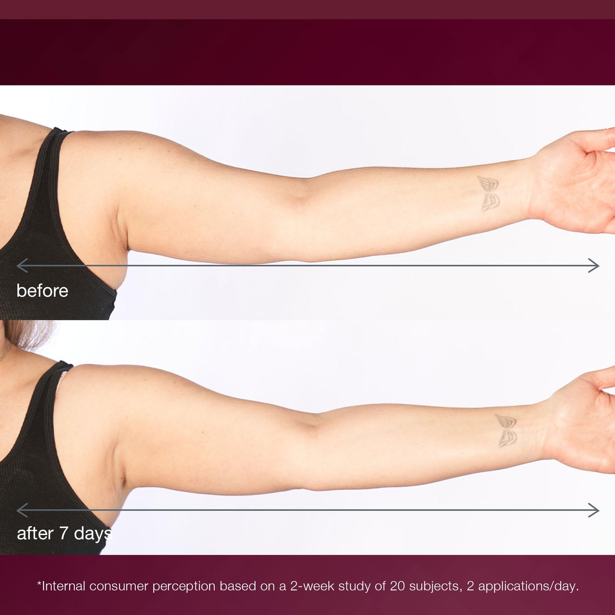 Dermalogica application on arm demonstrating targeted firming and smoothing