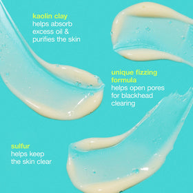 Dermalogica Clear Start fizz mask texture close-up showing bubbly action