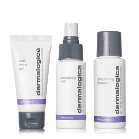 Dermalogica front packaging showing the Sensitive Skin Rescue Kit, clear calming benefit