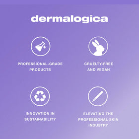 Dermalogica kit flatlay with cleanser, mist, gel arranged, easy routine benefit