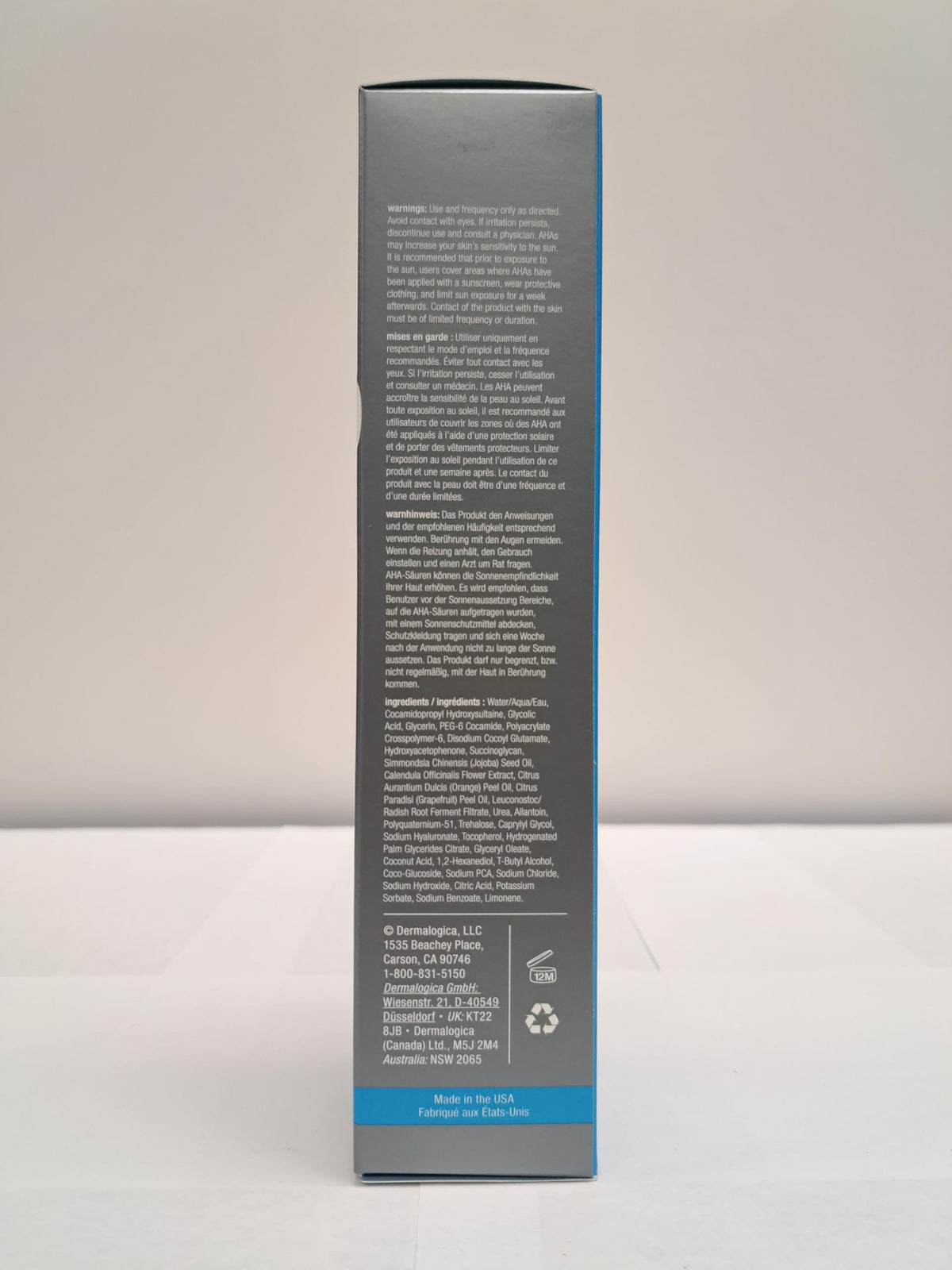 Dermalogica label detail close-up for ingredient transparency and trust