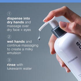 Dermalogica PreCleanse in hand during massage showing effective makeup removal