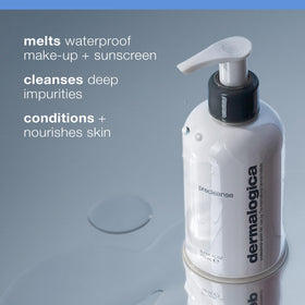 Dermalogica PreCleanse pump dispenser demonstrating controlled application and convenience