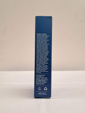 Dermalogica recyclable packaging back emphasizing sustainable packaging and care benefit