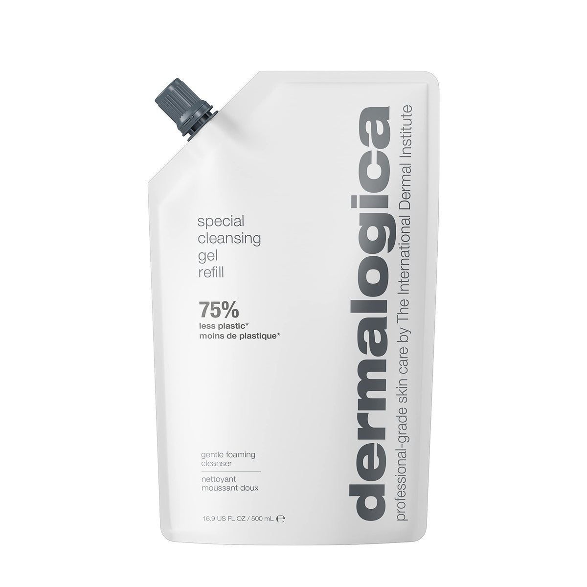 Dermalogica refill pouch front view showing product and eco benefit