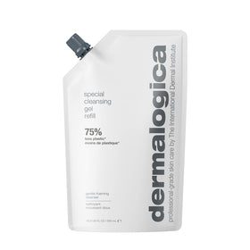 Dermalogica refill pouch front view showing product and eco benefit