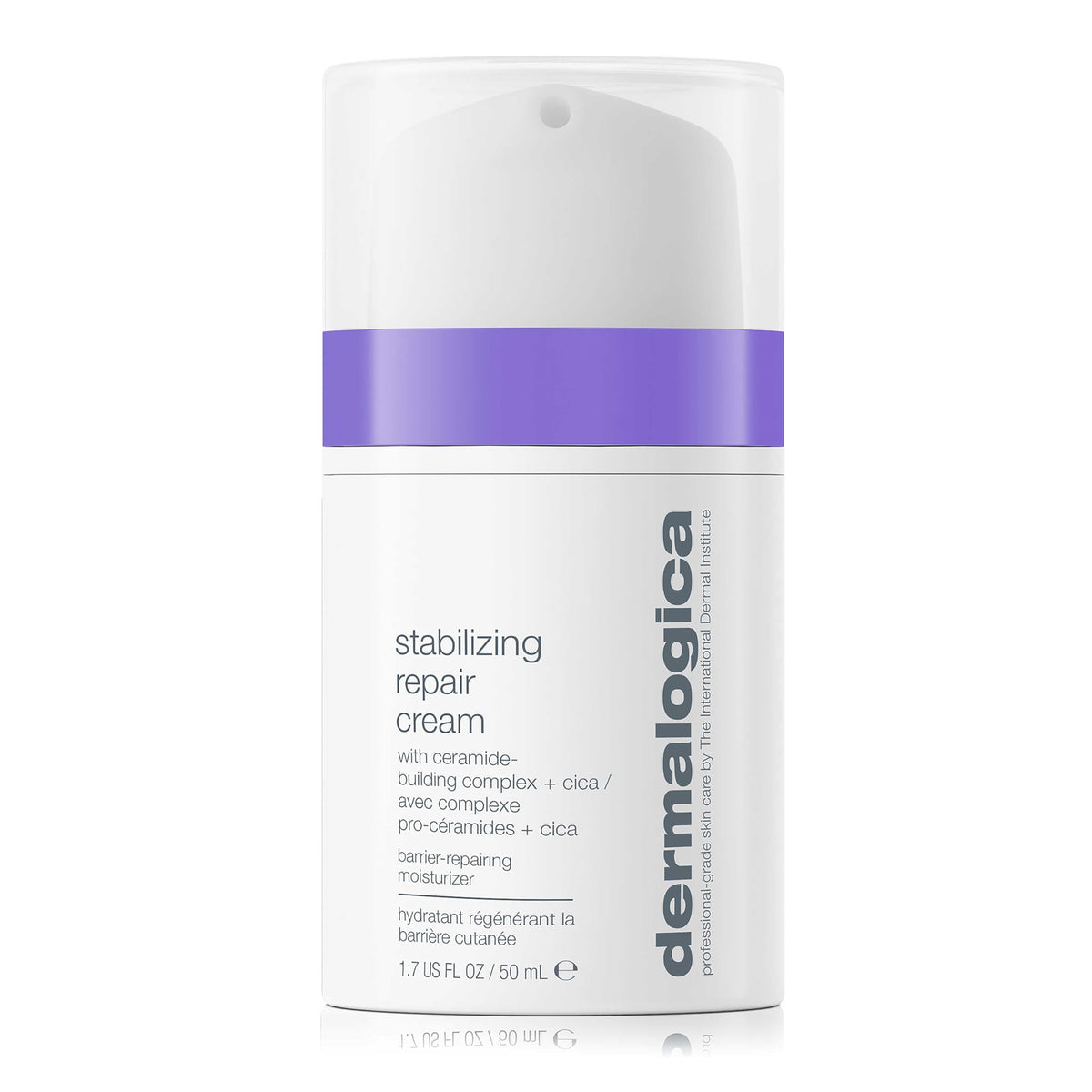 Dermalogica front packaging of Stabilizing Repair Cream showing product and brand benefits