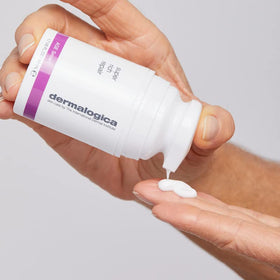 Dermalogica cream on hand demonstrating concentrated dose and easy blending