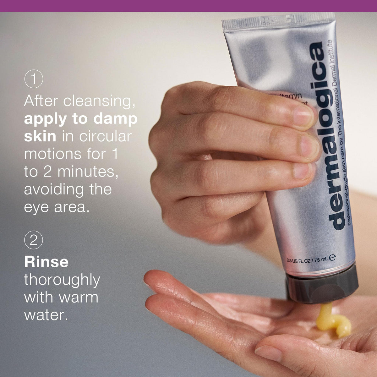 Dermalogica application demo on hand illustrating massage and thermal activation benefit