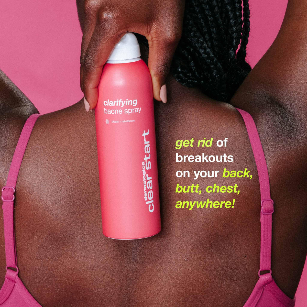 Dermalogica applied to back demonstrating easy reach and coverage