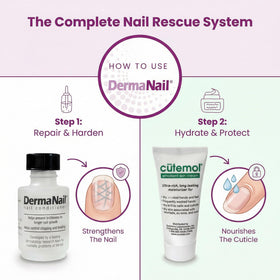 DermaNail brush applicator close-up demonstrating precise nail-strengthener application