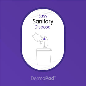 Dermapad glove removal disposal demonstration showing brand and sanitary discard