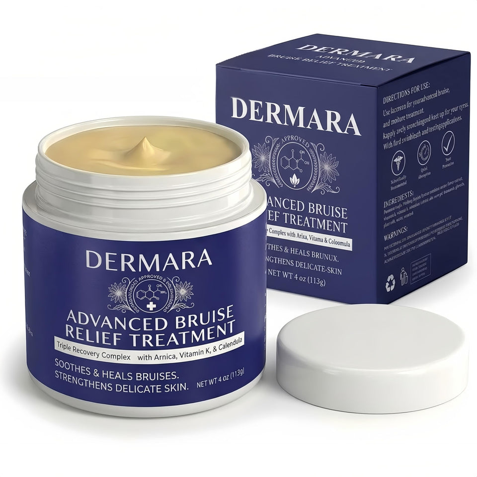 Dermara bruise cream jar front view showing product and clear labeling benefit hydration