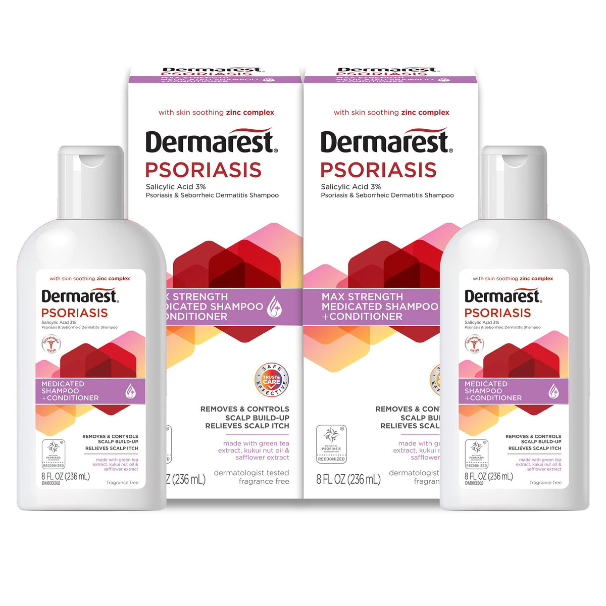 Dermarest front packaging 8 oz showing bottle and branding for targeted scalp relief