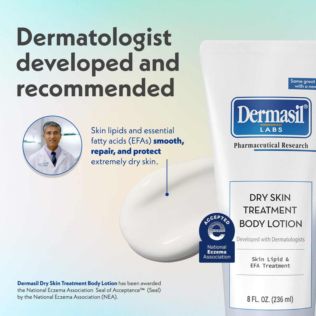 Dermasil being applied to hand demonstrating immediate hydration