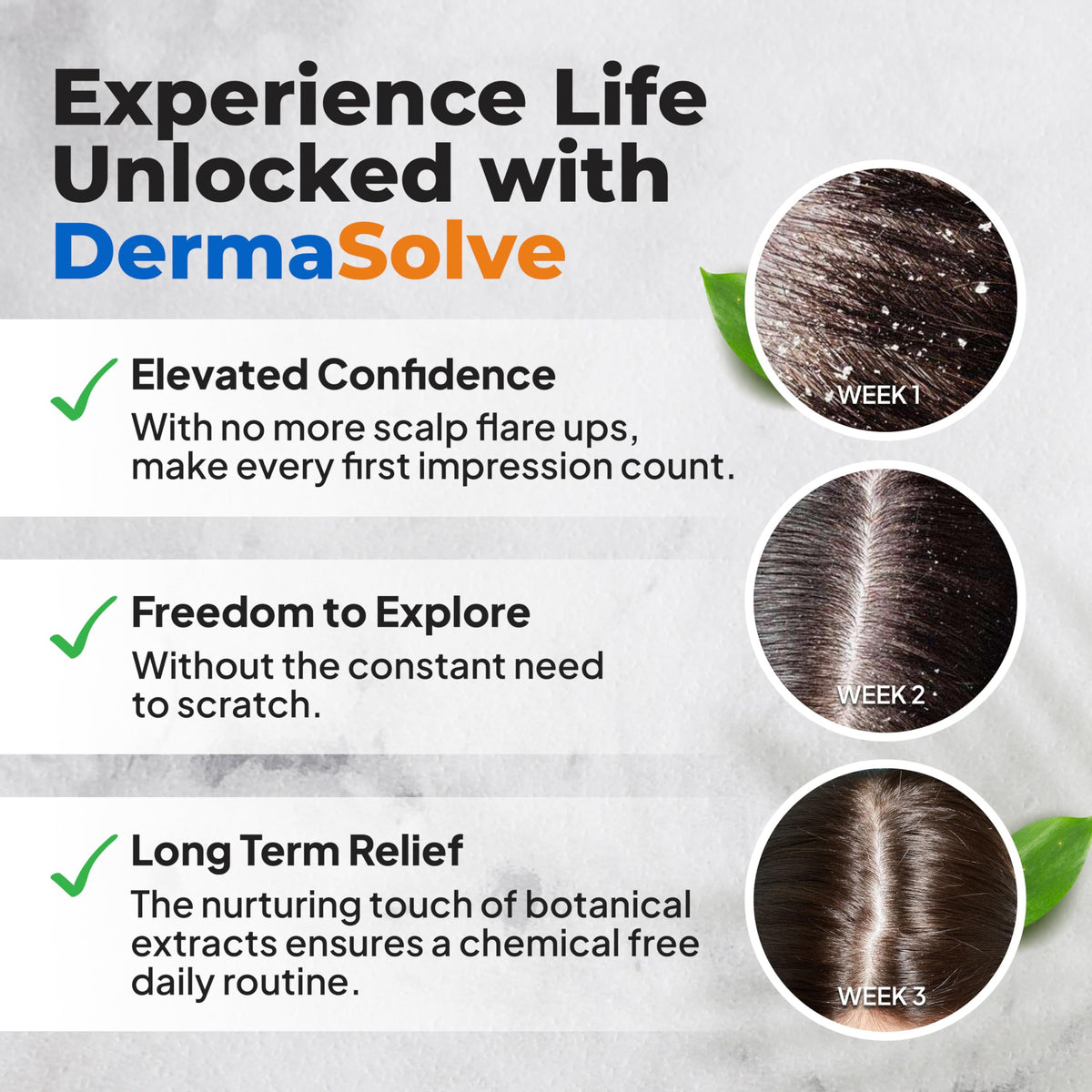 Dermasolve-treated hair looking smooth and revitalized after regular use